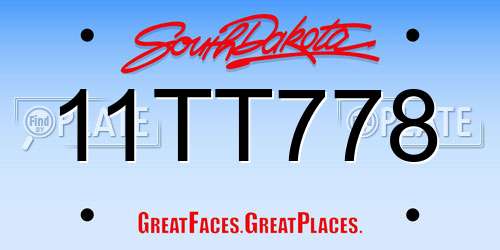 11TT778 South Dakota License Plate