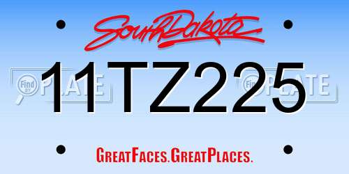 11TZ225 South Dakota License Plate