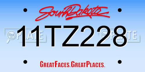 11TZ228 South Dakota License Plate