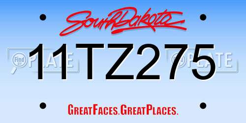 11TZ275 South Dakota License Plate