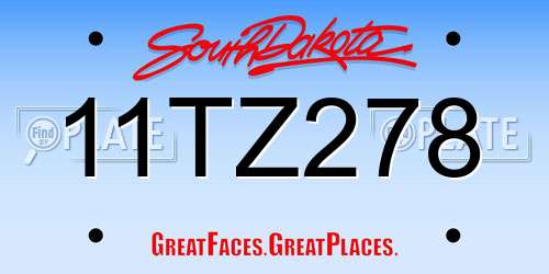 11TZ278 South Dakota License Plate