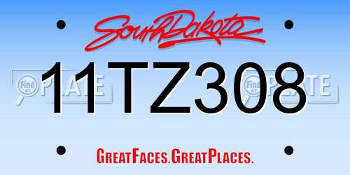11TZ308 South Dakota License Plate