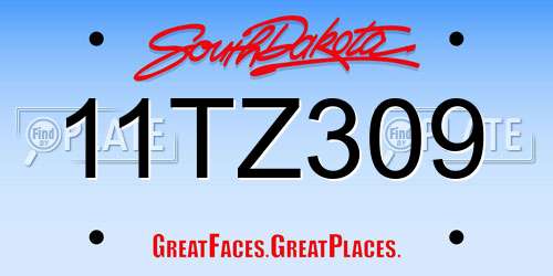 11TZ309 South Dakota License Plate