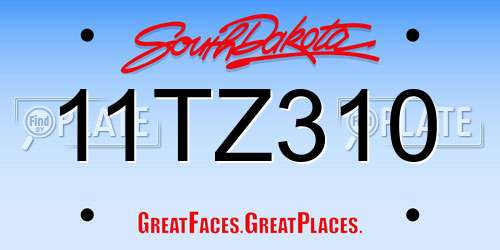 11TZ310 South Dakota License Plate
