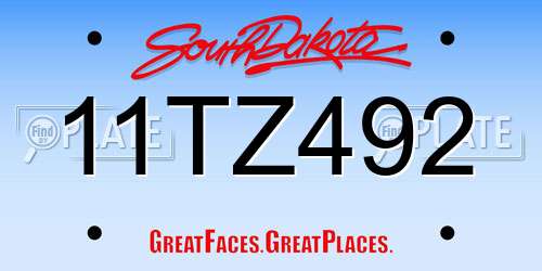 11TZ492 South Dakota License Plate