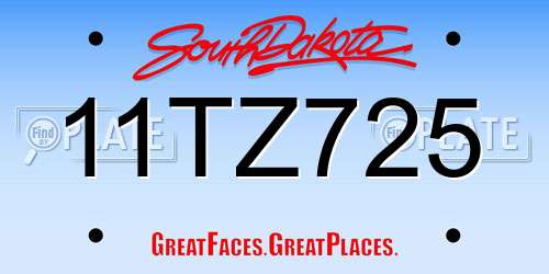 11TZ725 South Dakota License Plate