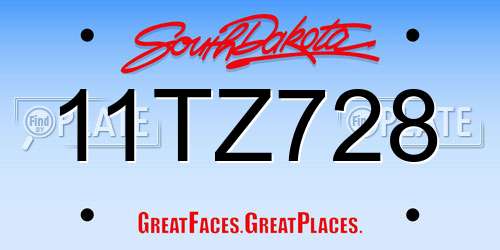 11TZ728 South Dakota License Plate