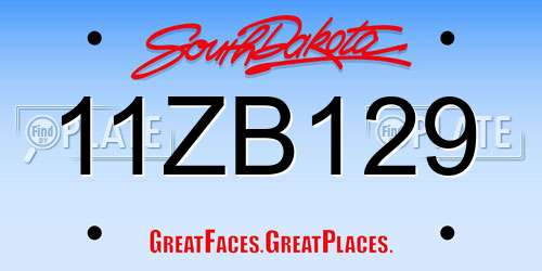 11ZB129 South Dakota License Plate