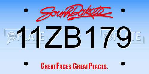 11ZB179 South Dakota License Plate