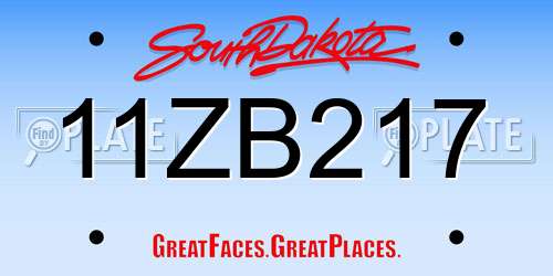 11ZB217 South Dakota License Plate