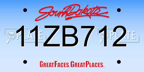 11ZB712 South Dakota License Plate