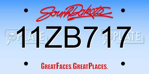 11ZB717 South Dakota License Plate