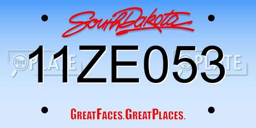 11ZE053 South Dakota License Plate