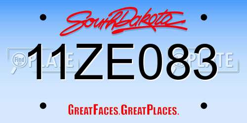 11ZE083 South Dakota License Plate