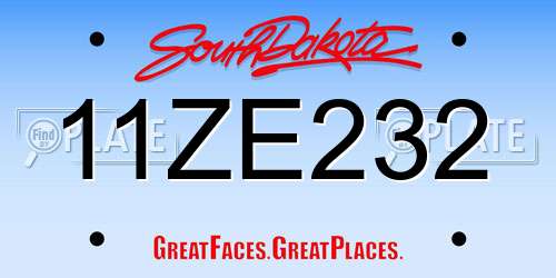 11ZE232 South Dakota License Plate