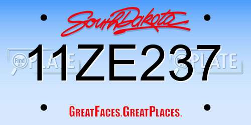 11ZE237 South Dakota License Plate