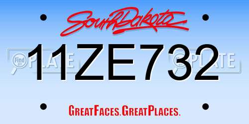 11ZE732 South Dakota License Plate