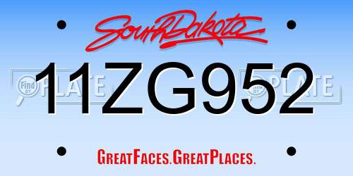 11ZG952 South Dakota License Plate