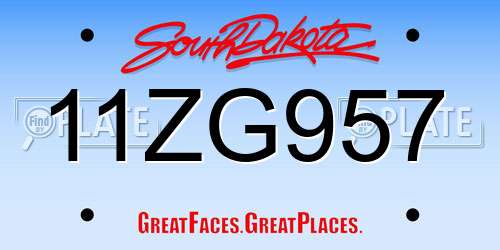 11ZG957 South Dakota License Plate