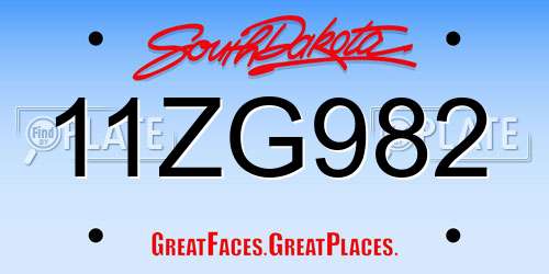 11ZG982 South Dakota License Plate