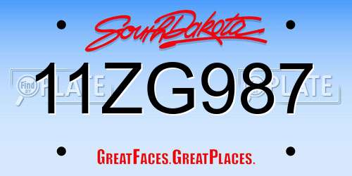 11ZG987 South Dakota License Plate