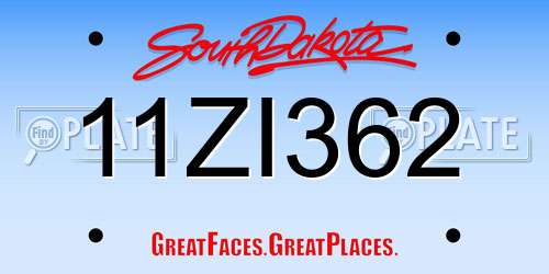 11ZI362 South Dakota License Plate