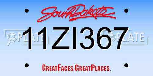 11ZI367 South Dakota License Plate