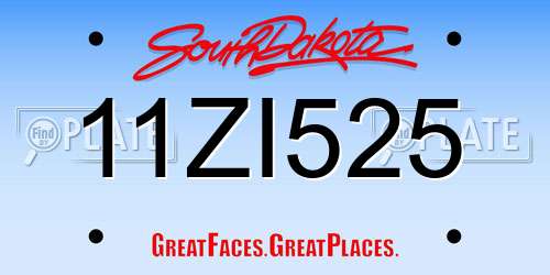 11ZI525 South Dakota License Plate