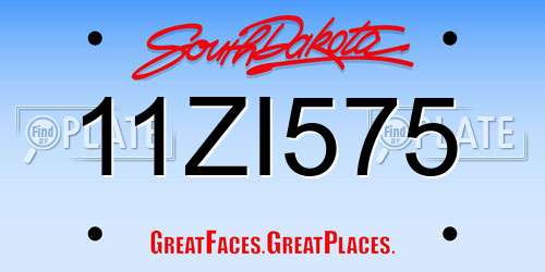 11ZI575 South Dakota License Plate