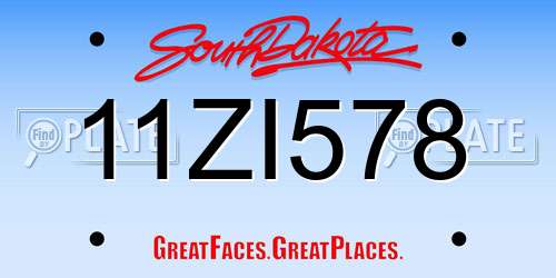 11ZI578 South Dakota License Plate