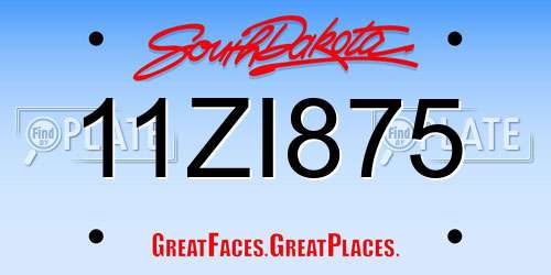 11ZI875 South Dakota License Plate