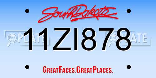11ZI878 South Dakota License Plate