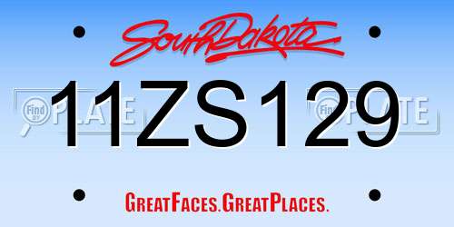 11ZS129 South Dakota License Plate