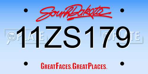 11ZS179 South Dakota License Plate