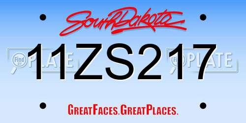 11ZS217 South Dakota License Plate