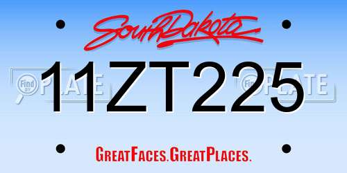 11ZT225 South Dakota License Plate