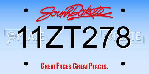 11ZT278 South Dakota License Plate