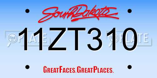 11ZT310 South Dakota License Plate