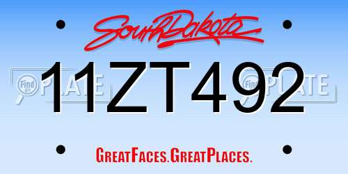 11ZT492 South Dakota License Plate
