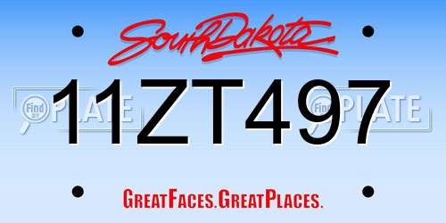11ZT497 South Dakota License Plate