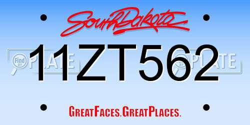 11ZT562 South Dakota License Plate