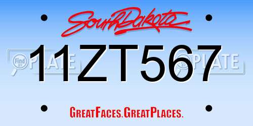 11ZT567 South Dakota License Plate