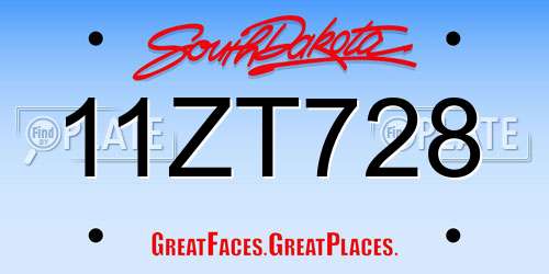 11ZT728 South Dakota License Plate