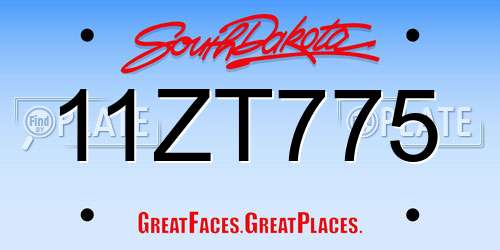 11ZT775 South Dakota License Plate