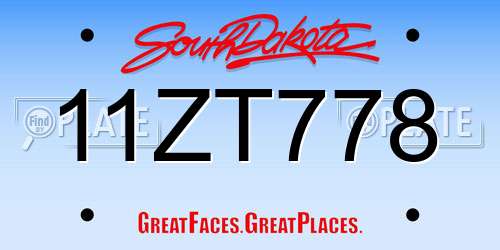 11ZT778 South Dakota License Plate