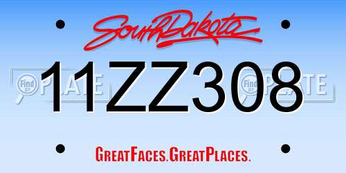 11ZZ308 South Dakota License Plate