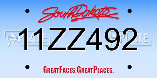 11ZZ492 South Dakota License Plate