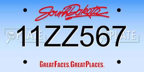 11ZZ567 South Dakota License Plate