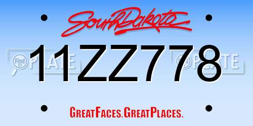 11ZZ778 South Dakota License Plate