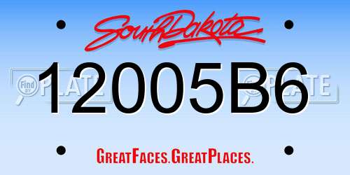 12005B6 South Dakota License Plate